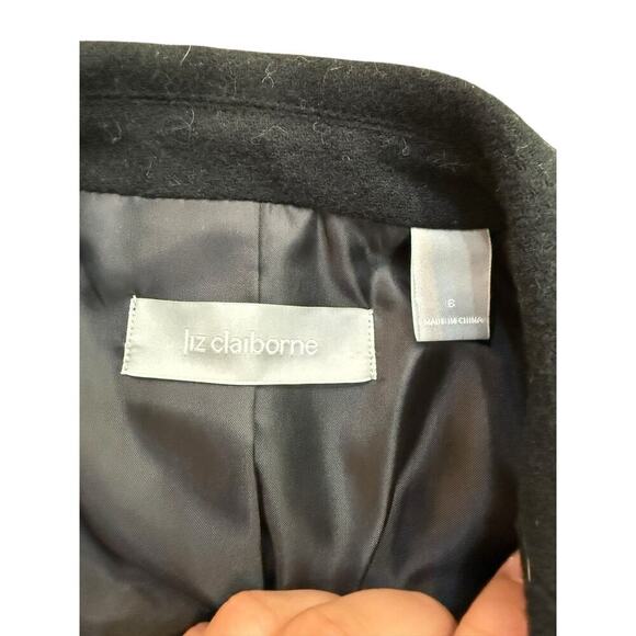 Liz Claiborne Women's Black Embroidered Crest Knit Blazer Jacket Size 6 - Picture 2 of 4